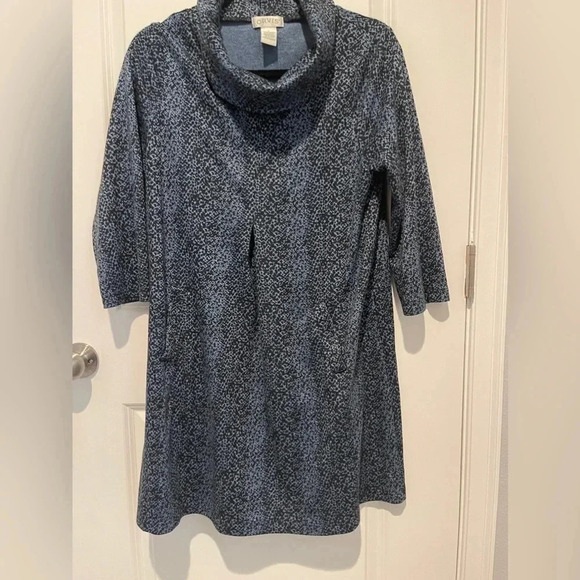 Orvis women long sleeve‎ turtleneck dress size Large blue black pockets gorpcore - Picture 1 of 4
